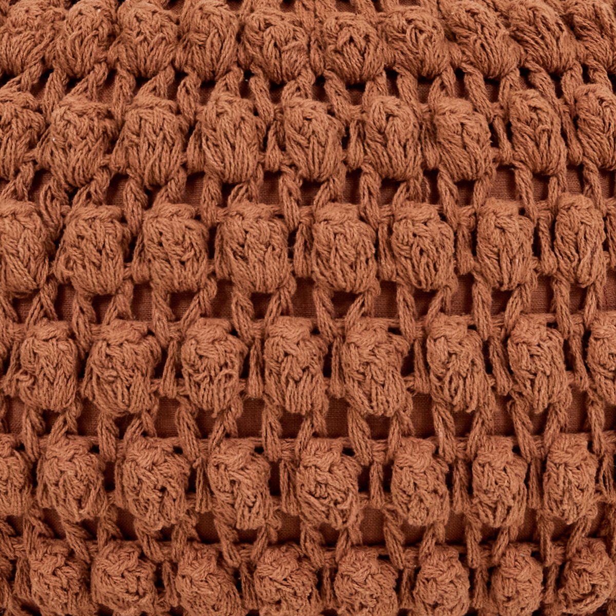 Pouf repose-pieds rond en coton crochet main Oeko-Tex® - RIVA terracotta, ICON