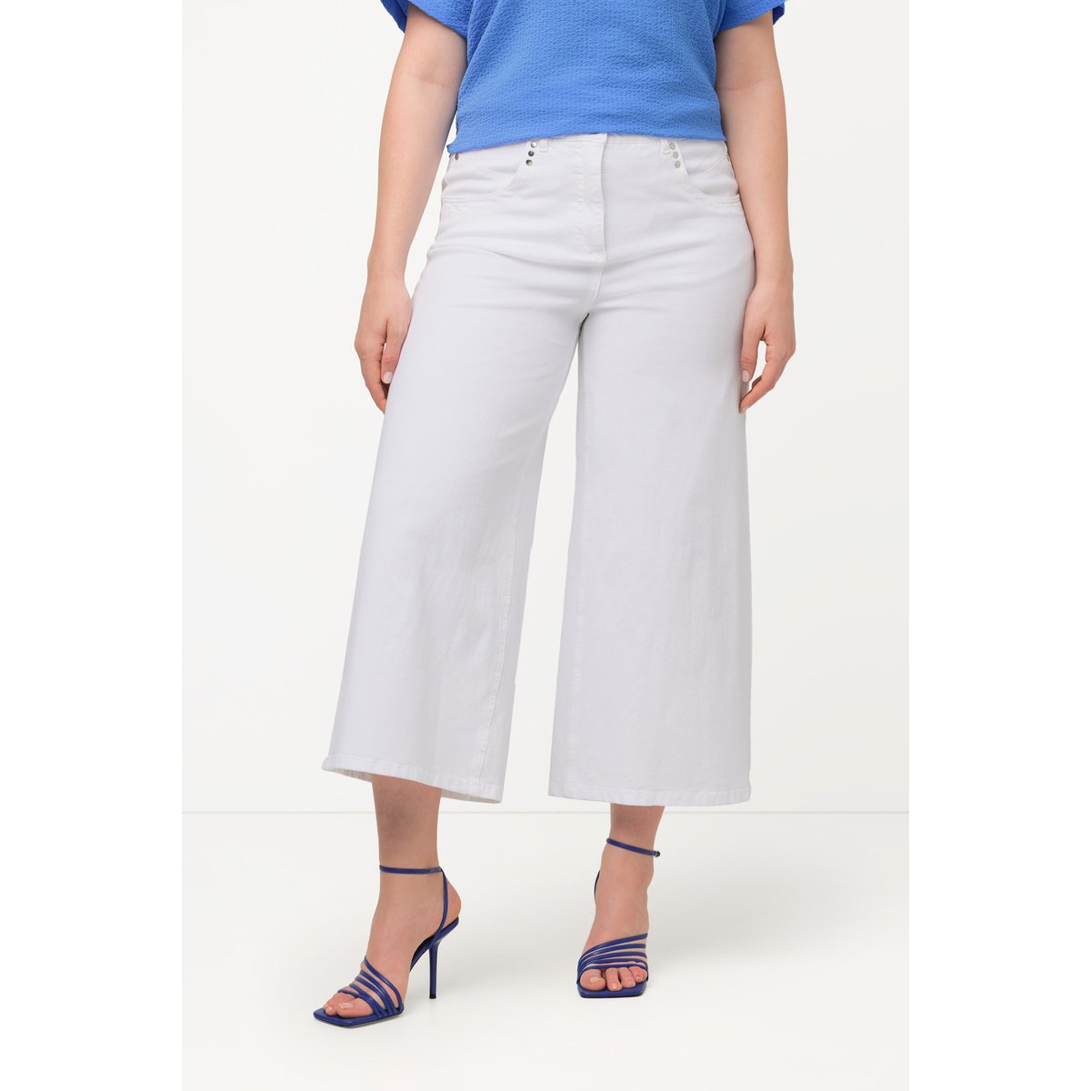 Jupe-culotte en jean. Coupe Marlene à jambe blanc neige, ULLA POPKEN