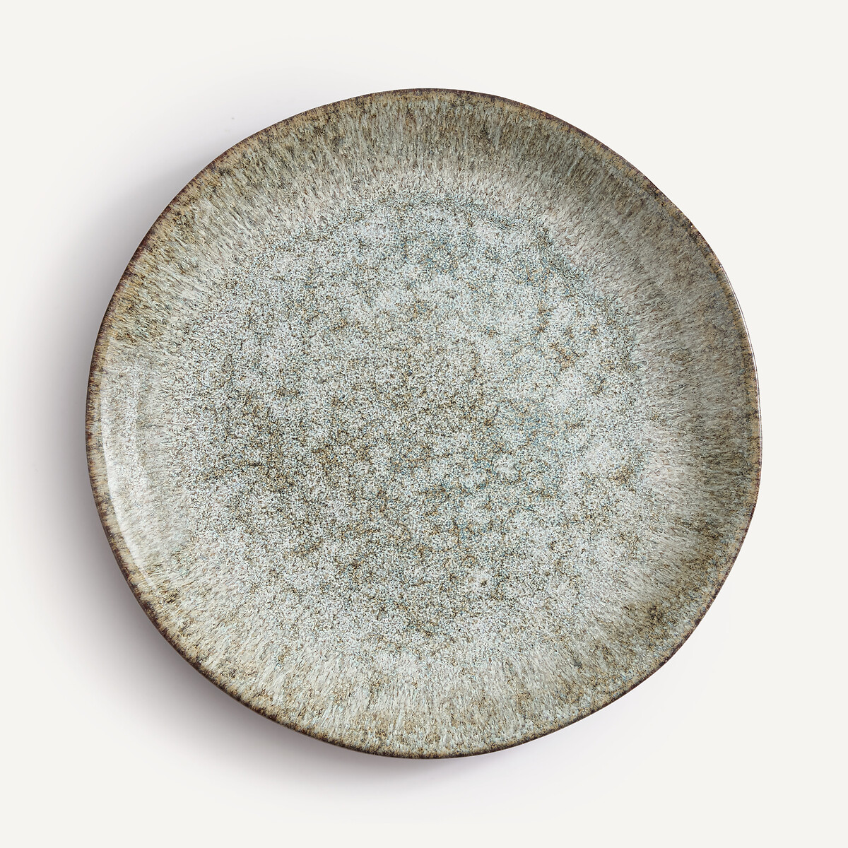 Lot de 4 assiettes plates, en grès émaillé réactif, DÉNIA vert de gris, AM.PM