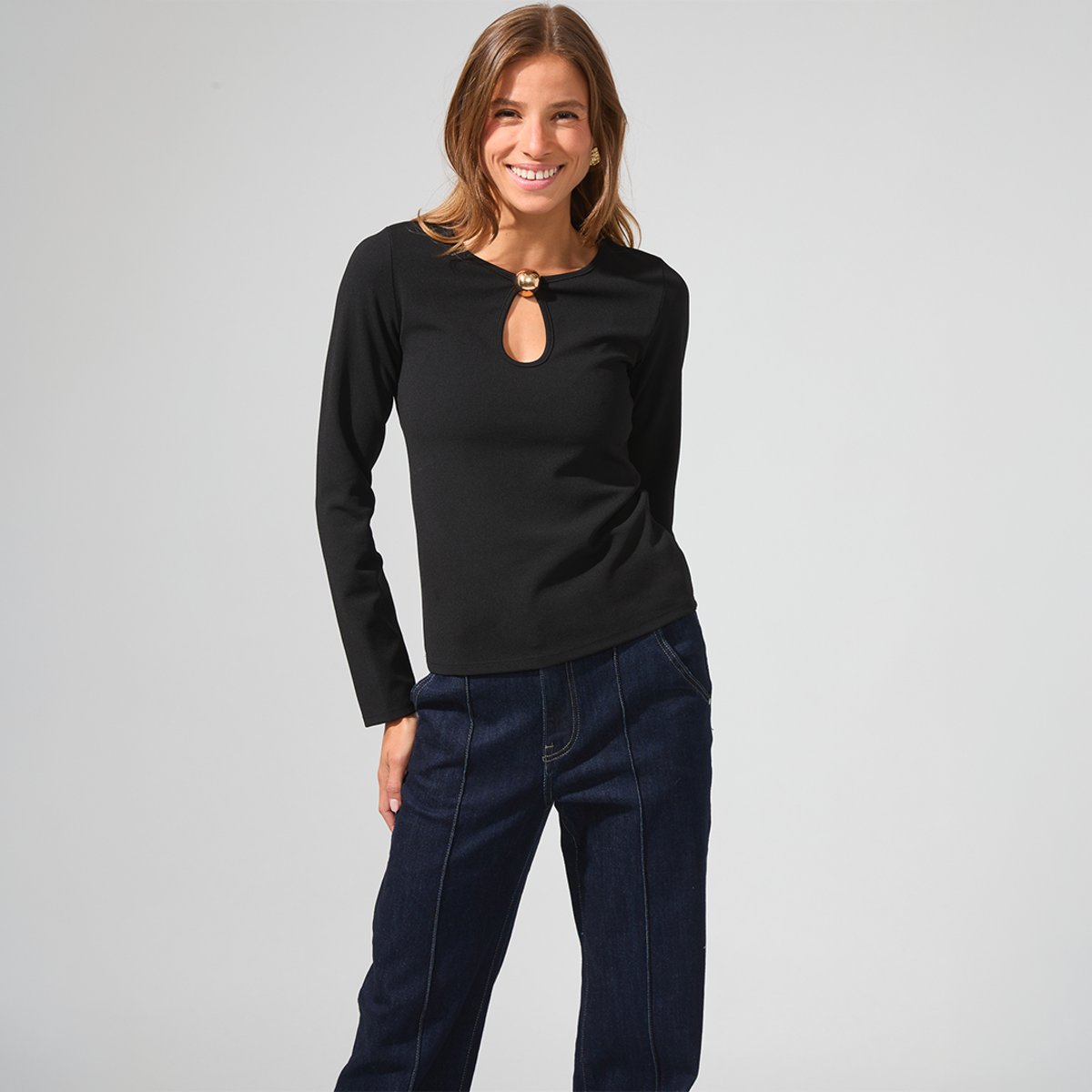 Top ouverture goutte YVES noir, BENOA