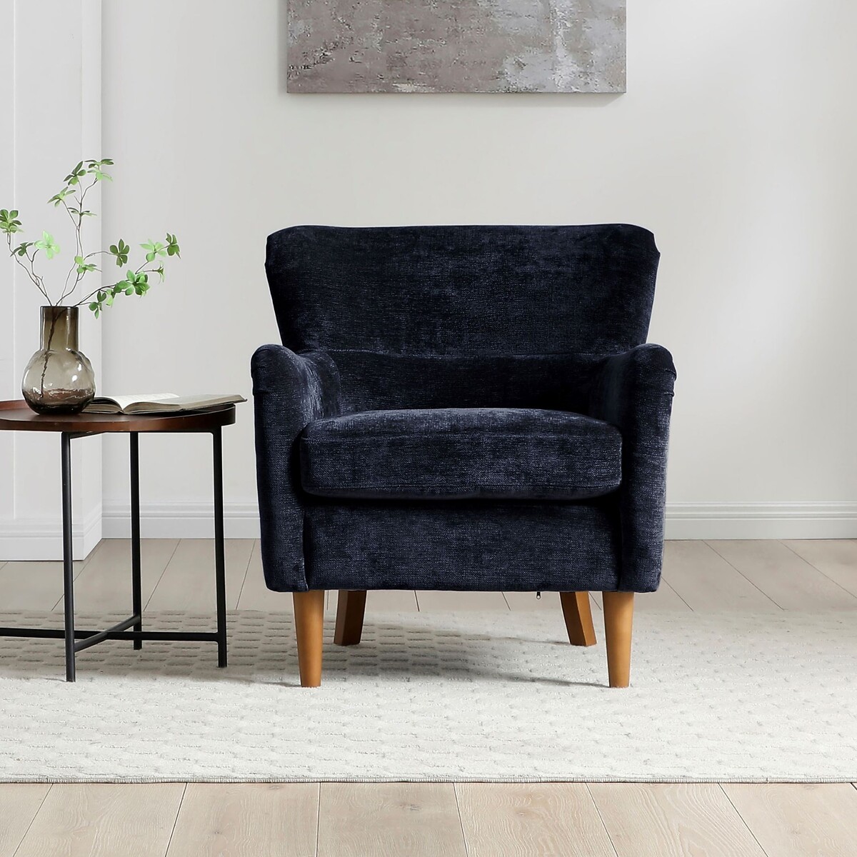 Rossa Chenille Wingback Armchair navy, ÉDITÉ