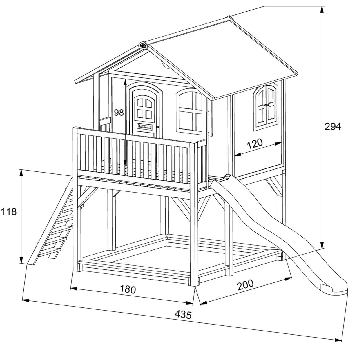 Cabane enfant sur pilotis avec toboggan et bac à sable Marc beige, AXI