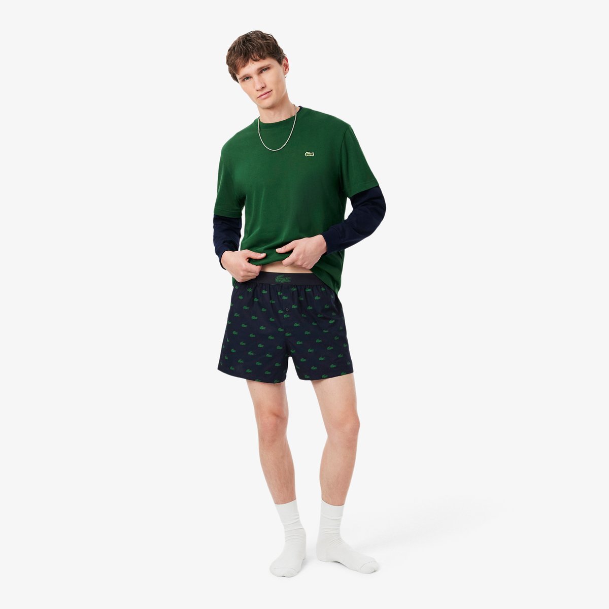 Lot de 3 caleçons popeline de coton bleu-9i6, LACOSTE