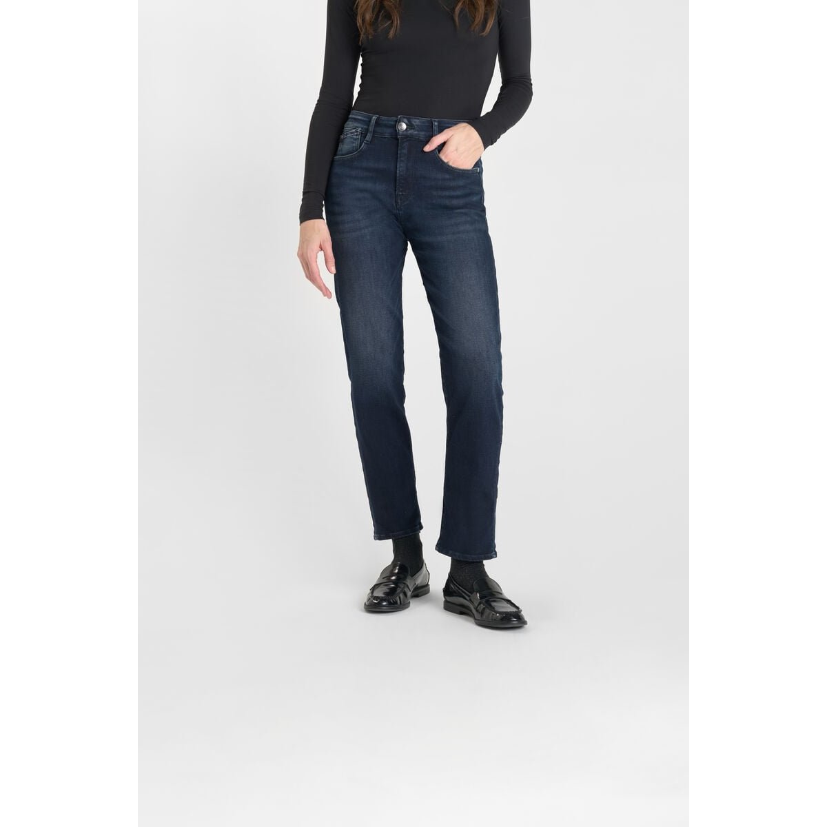 Jeans droite 400/17 mom , 7/8ème blue / black, LE TEMPS DES CERISES
