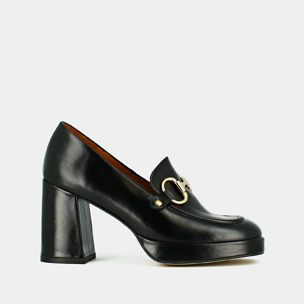 Mocassins à talons en cuir glacé Virgile noir, JONAK