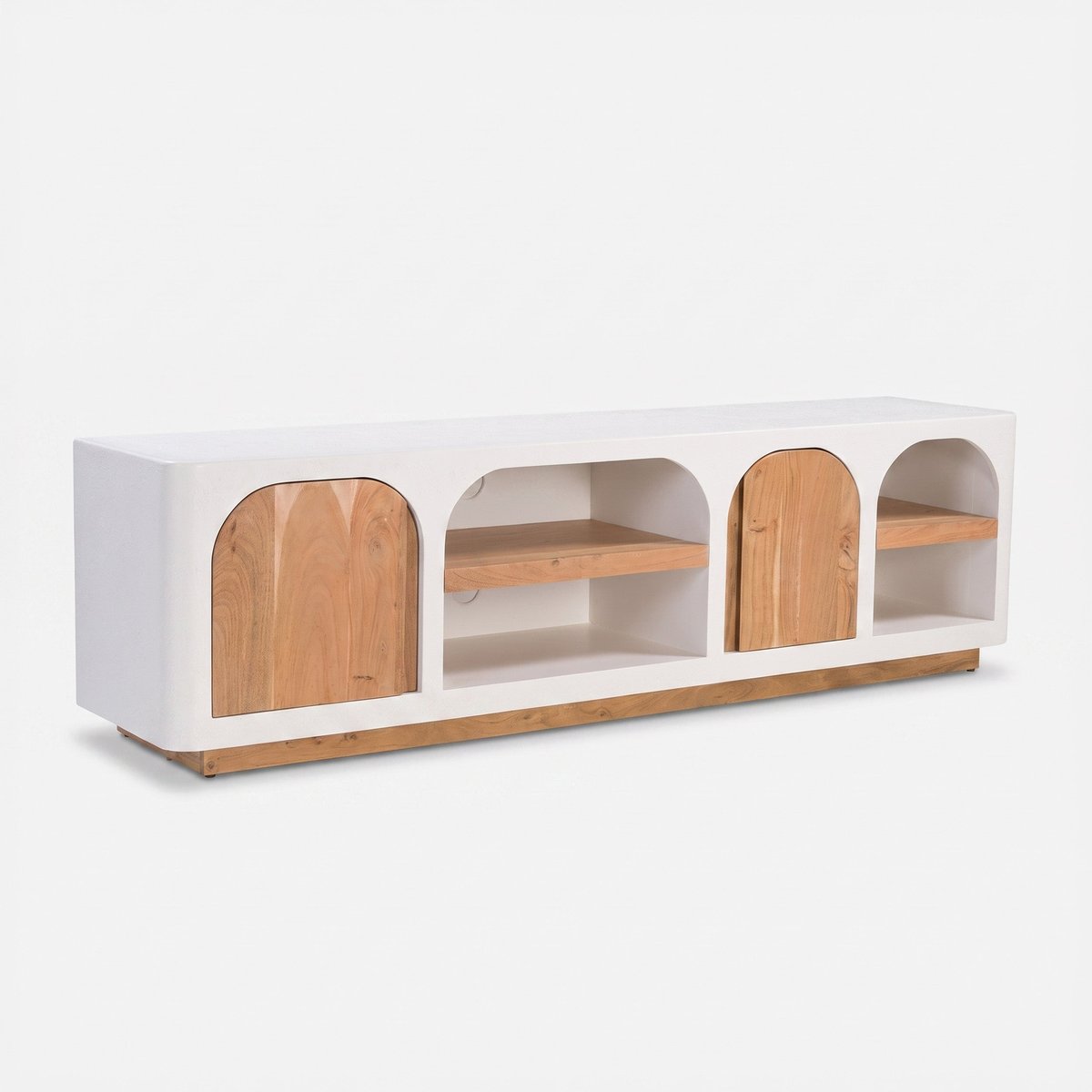 Meuble TV en plâtre 180 cm - FIRA blanc cassé, MAISON PAVANE