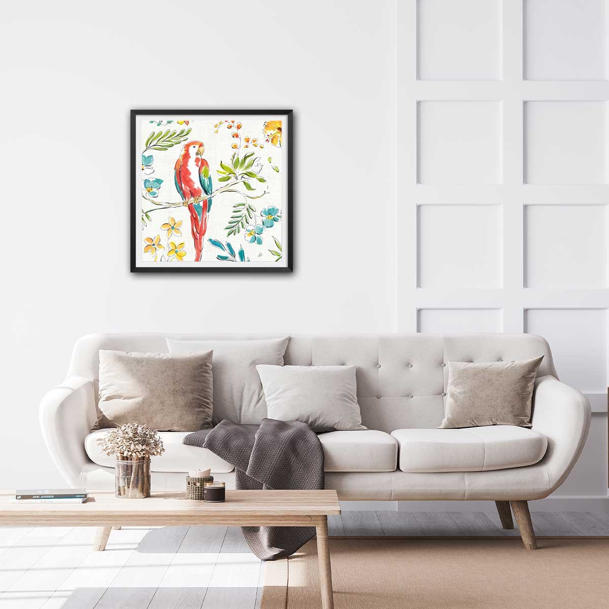 Affiche Hibiscus, orchidée et cie affiche + cadre en bois - noir, HEXOA