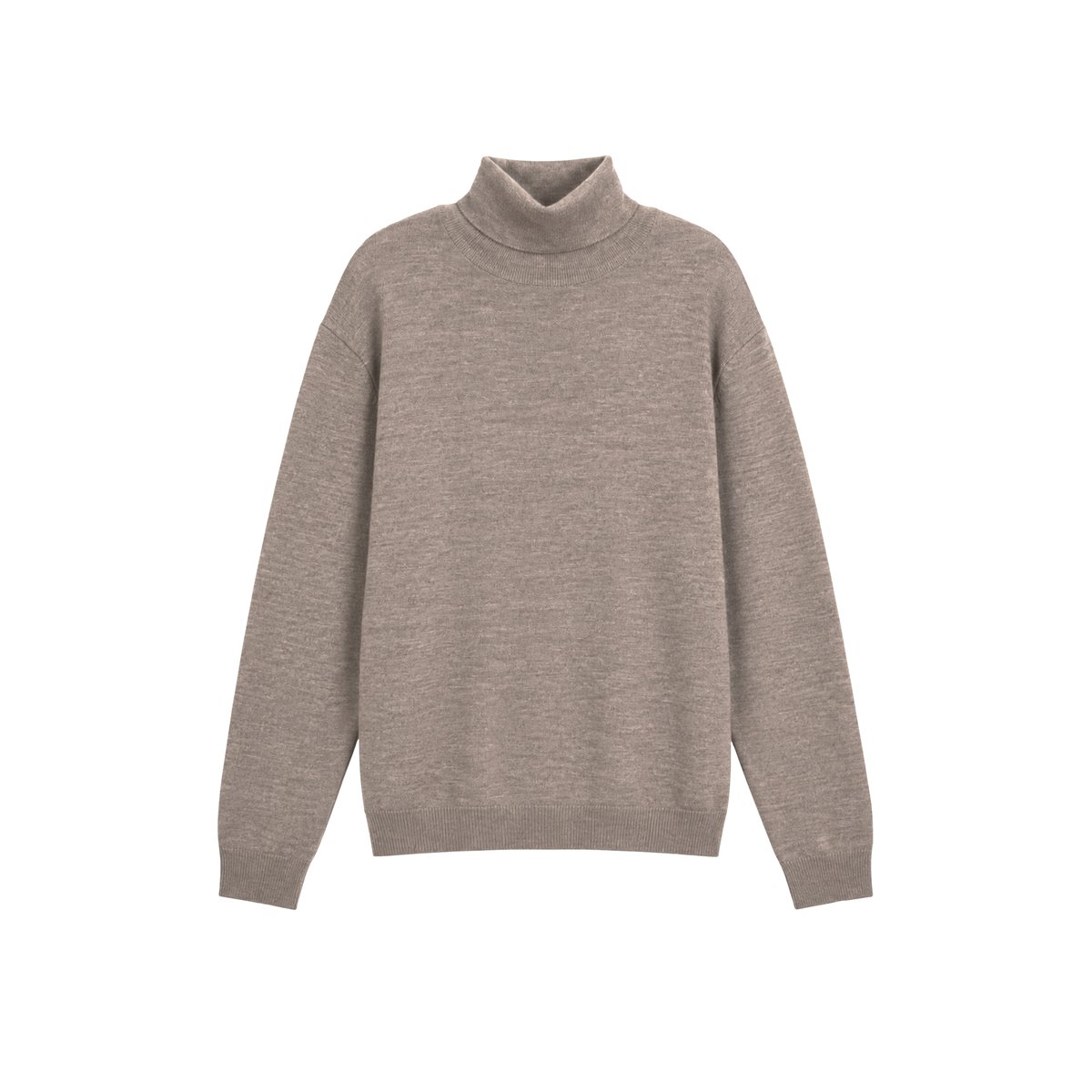 Pull col roulé tricot 100% laine marron, IKKS