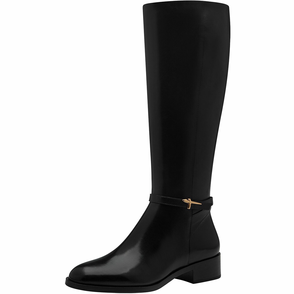 Bottes plates en cuir noir, TAMARIS