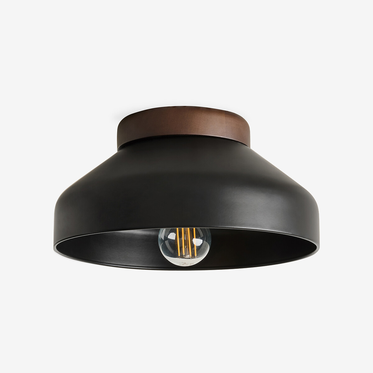 MADE.COM Albert Flush Ceiling Light in Dark Wood matt black, MADE