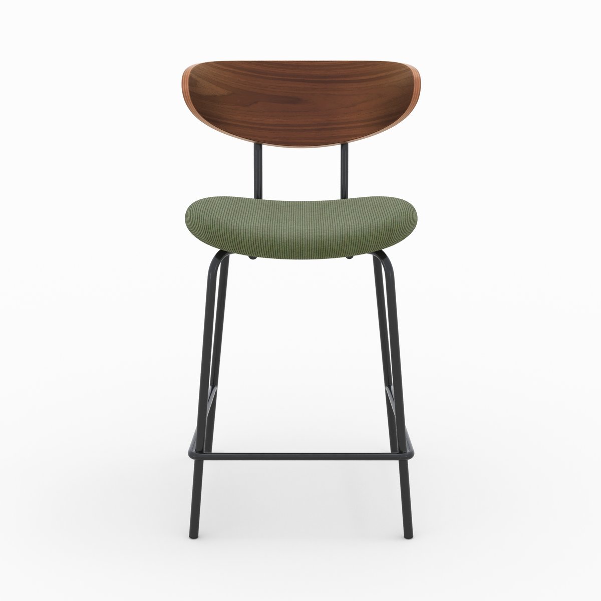 Lot de 2 chaises pour îlot central en velours côtelé 64.5 cm - JADE vert kaki, MAISON PAVANE