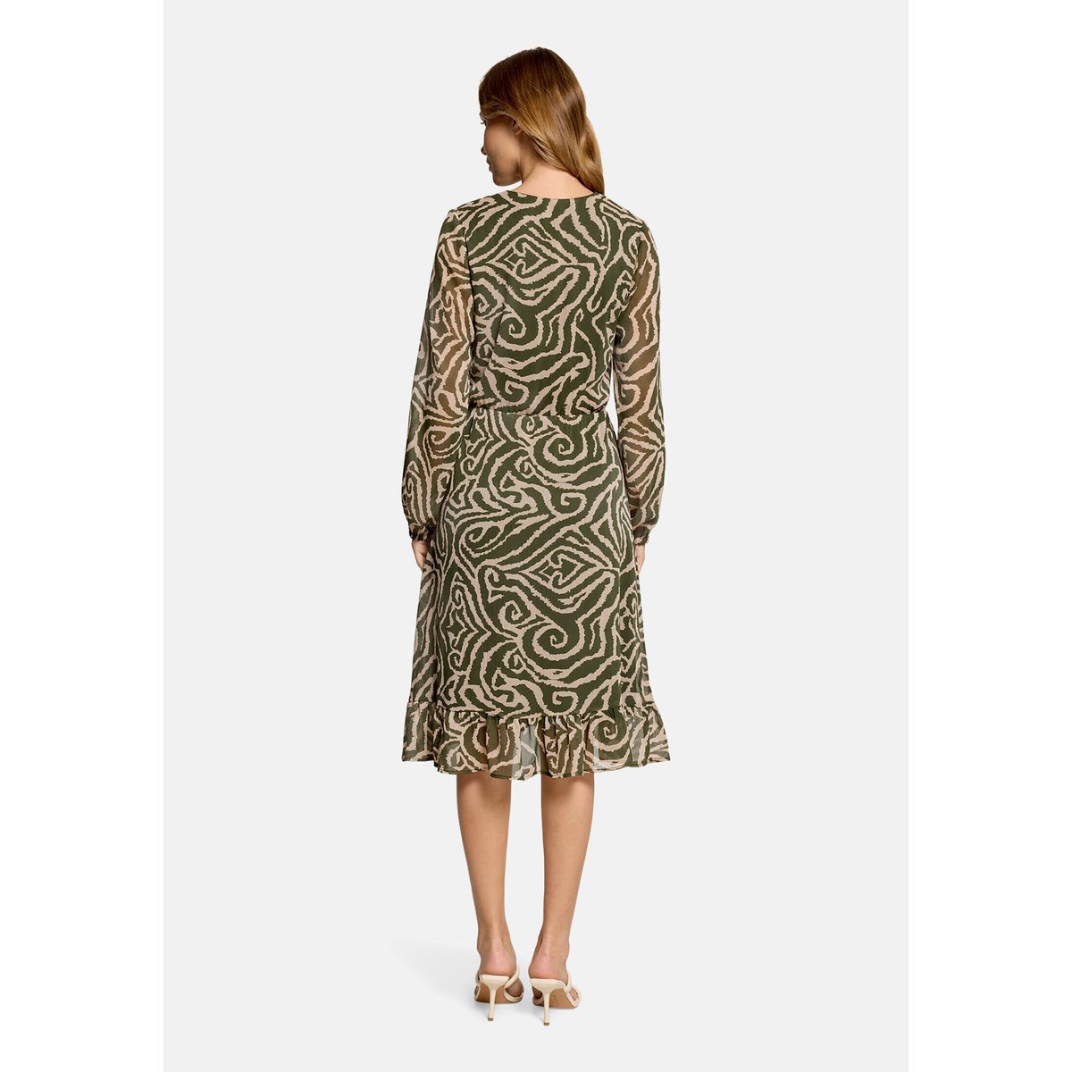 Robe en chiffon à motifs khaki/cream, CARTOON