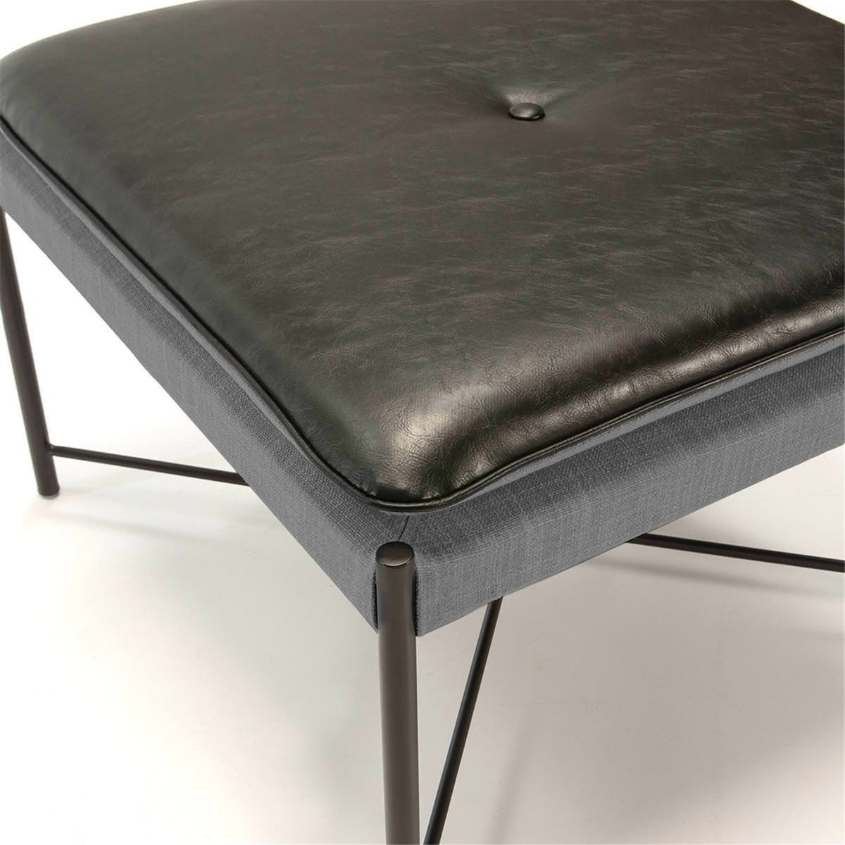 Pouf carré en fer, Style industriel noir et gris, RECOLLECTION