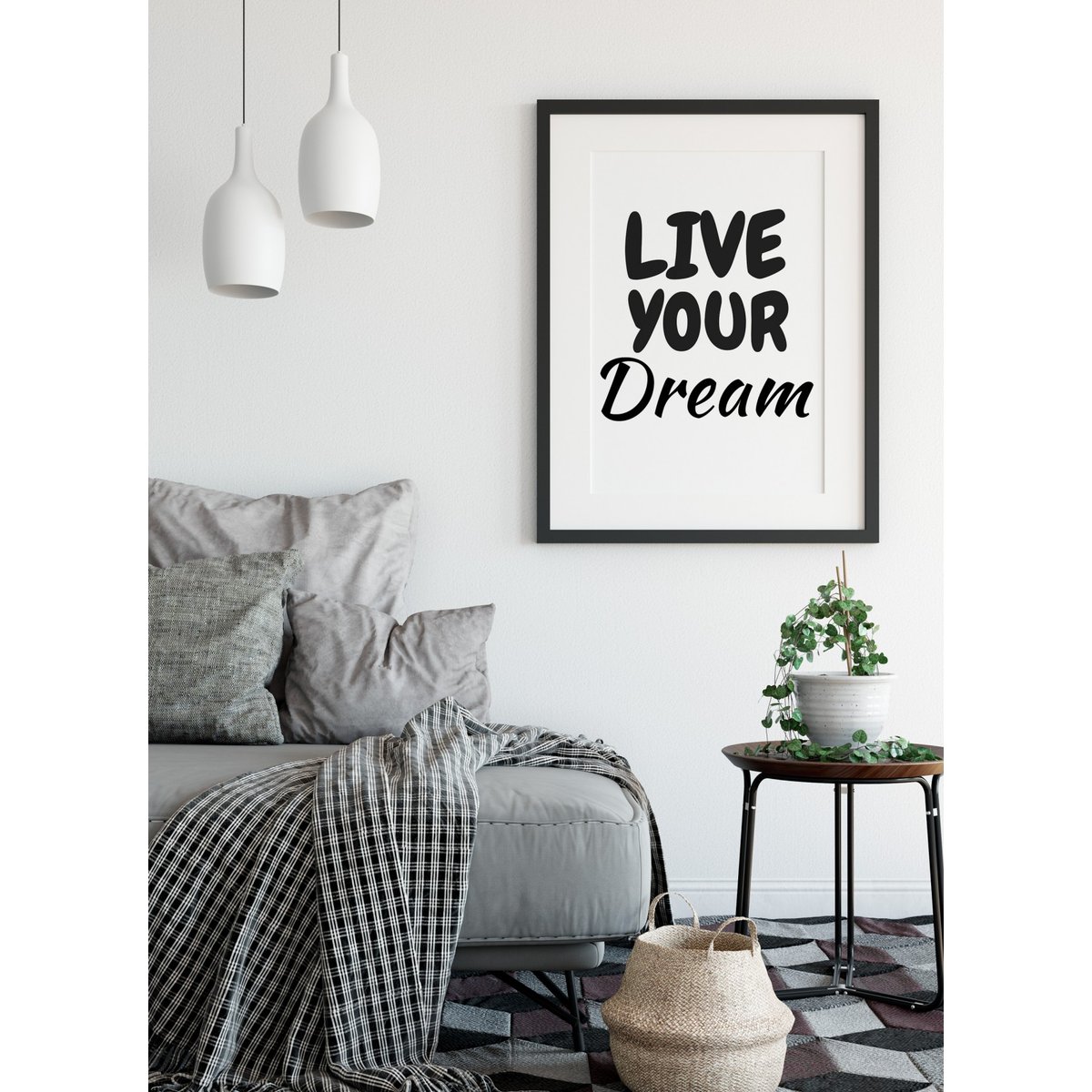 Poster Live your dream blanc, L'AFFICHERIE