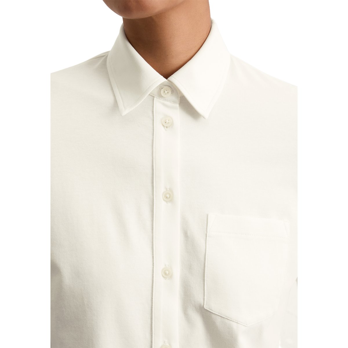 Blouse en jersey regular en coton organique stretch blanc, MARC O'POLO