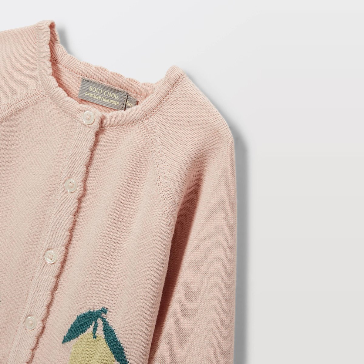 Cardigan tricot en intarsia rosee, BOUT'CHOU