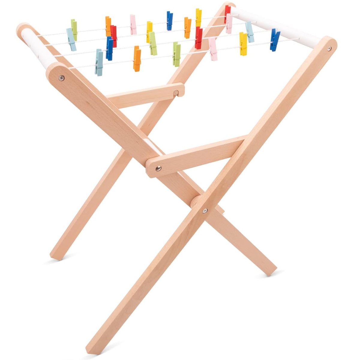Étendoir à linge en bois beige, NEW CLASSIC TOYS