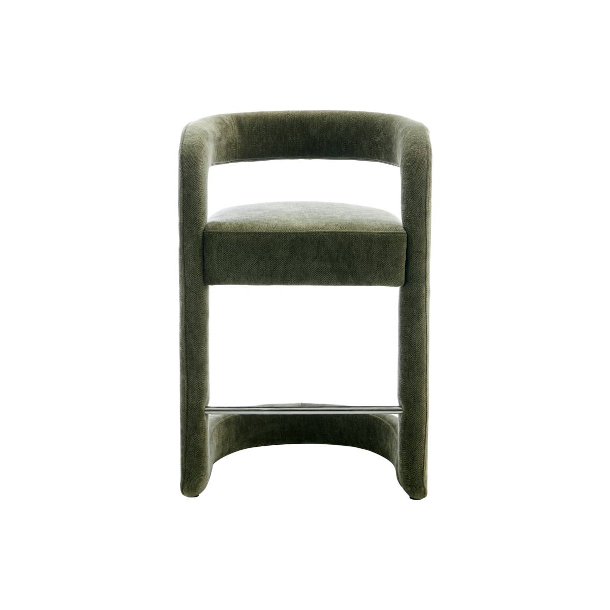 Lot de 2 tabourets de bar en tissu JORAH vert, MADE IN MEUBLES 