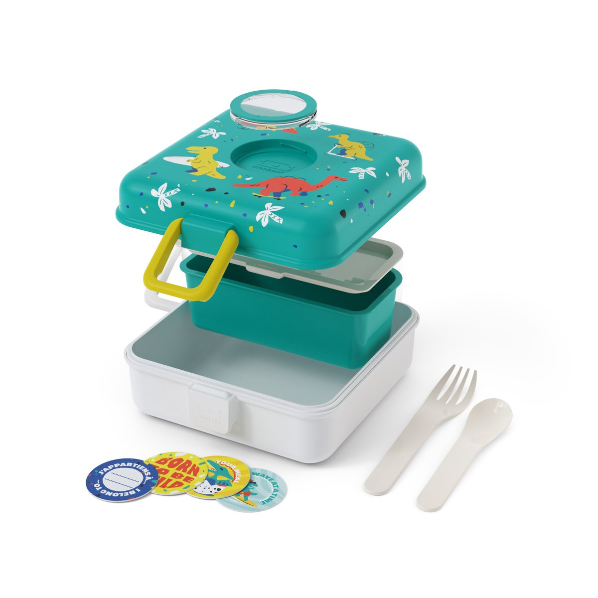 Boîte à sandwich enfant 850ml, Snacky bleu dino, MONBENTO