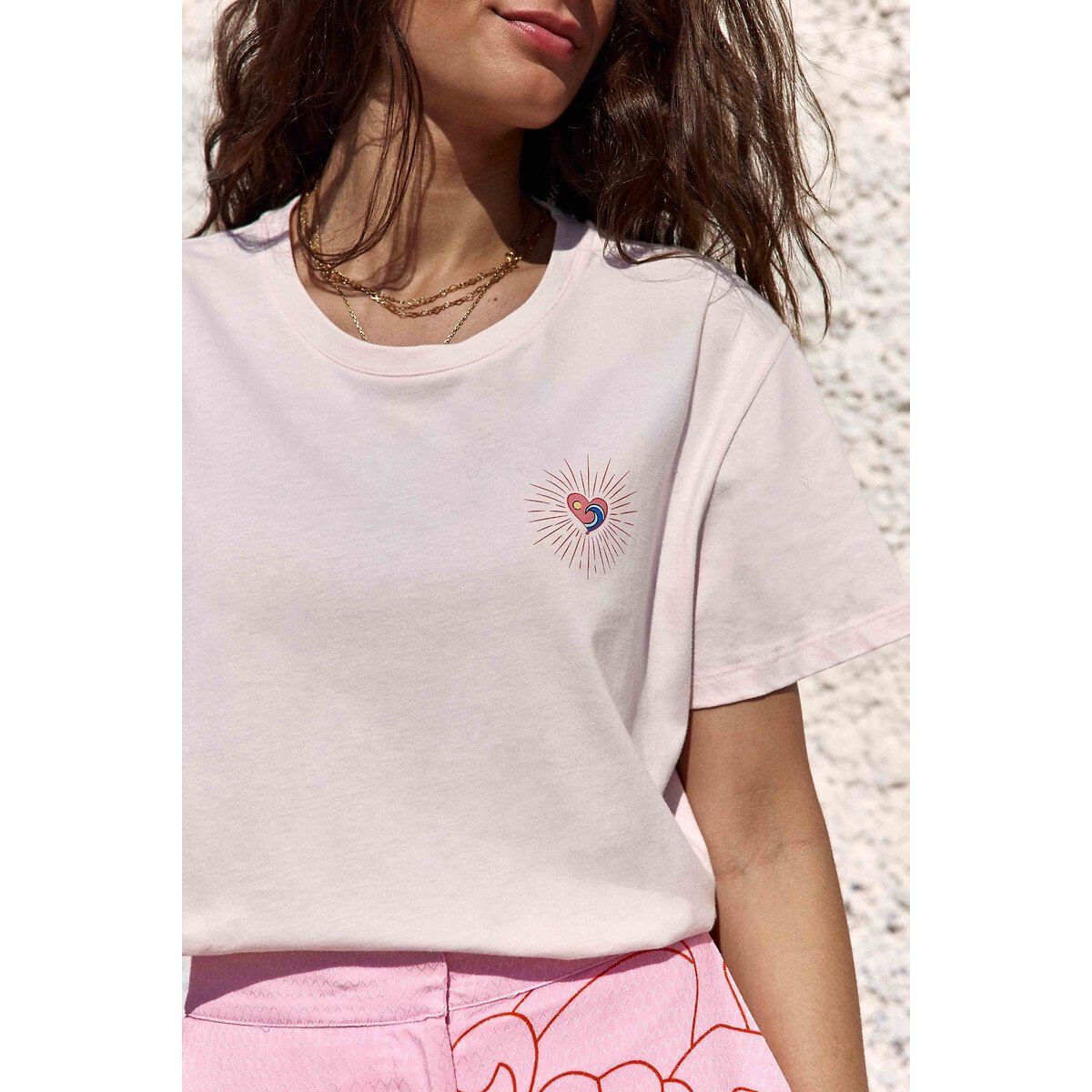 T-shirt manches courtes imprimé devant et dos, TIRENE rose clair, LA PETITE ETOILE