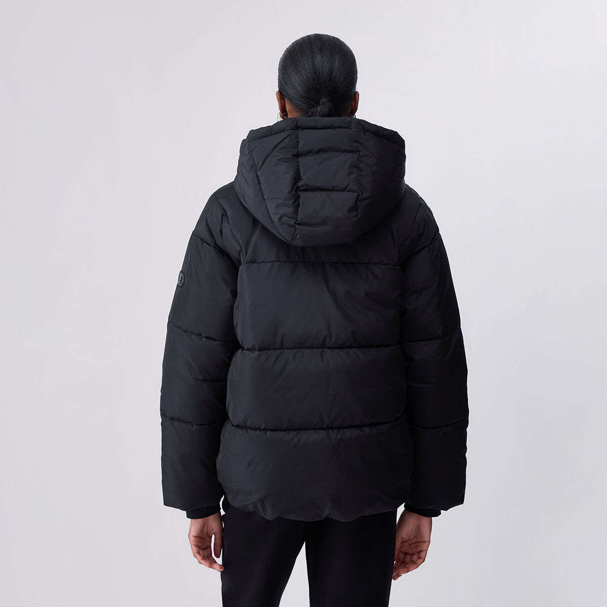 Veste courte matelassée en nylon noir, LIU JO