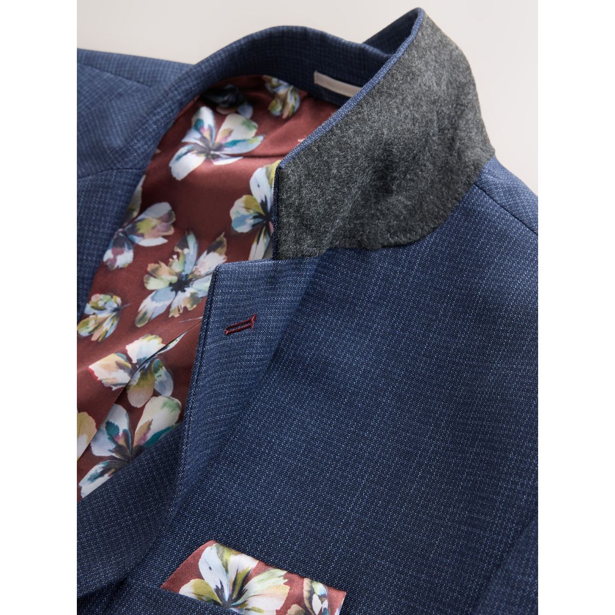 Veste de costume regular texture pied-de-puce bleu marine, NEXT