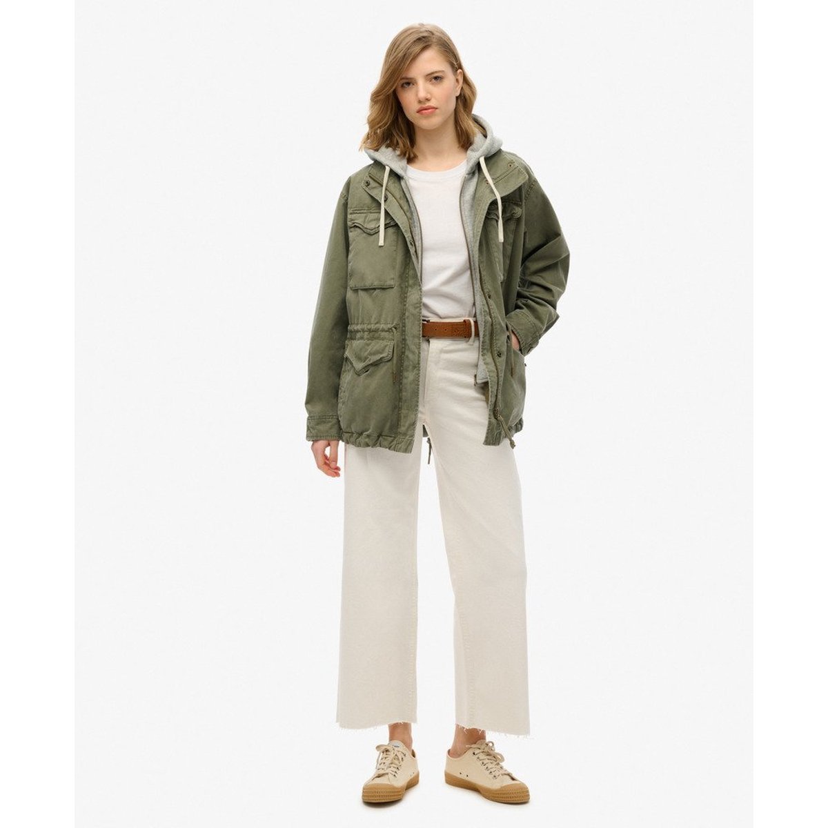 Veste militaire à capuche en jersey vert ciboulette, SUPERDRY