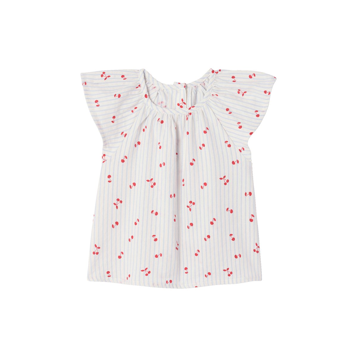 Blouse manches courtes bébé rayé bleu, VERTBAUDET