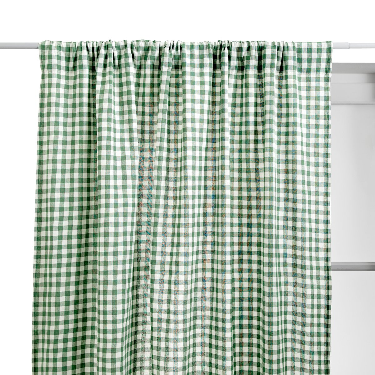 Rideau motif vichy en coton GROOVE vert, ATMOSPHERA