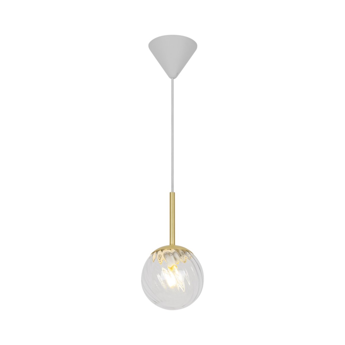 Suspension style art déco en verre tourbillon en métal, CHISELL doré, NORDLUX