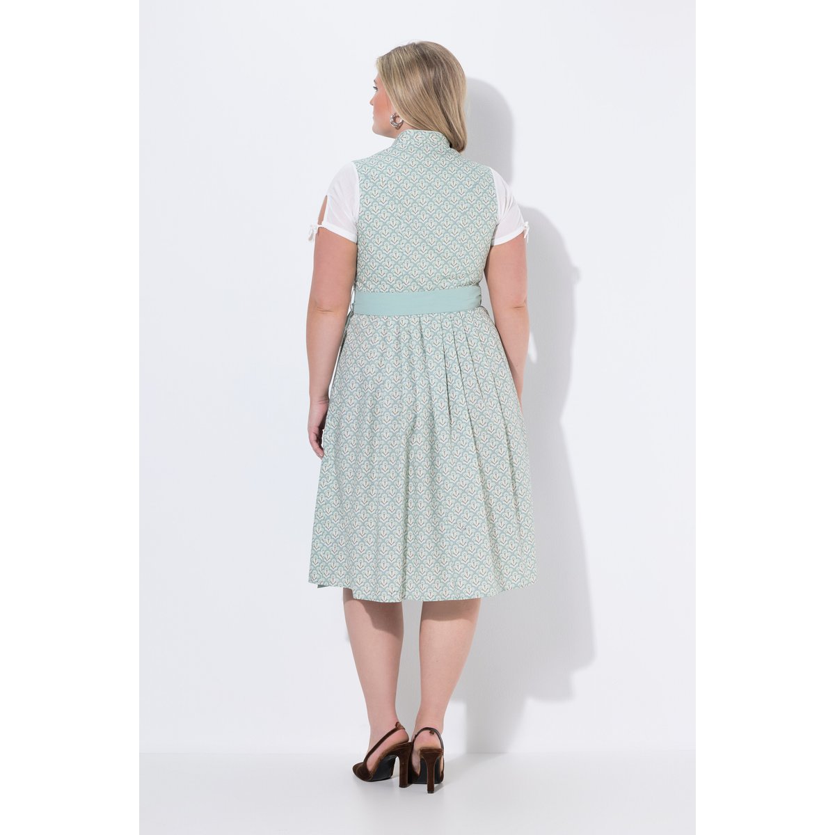 Dirndl, col montant, col V, jacquard sauge, ULLA POPKEN