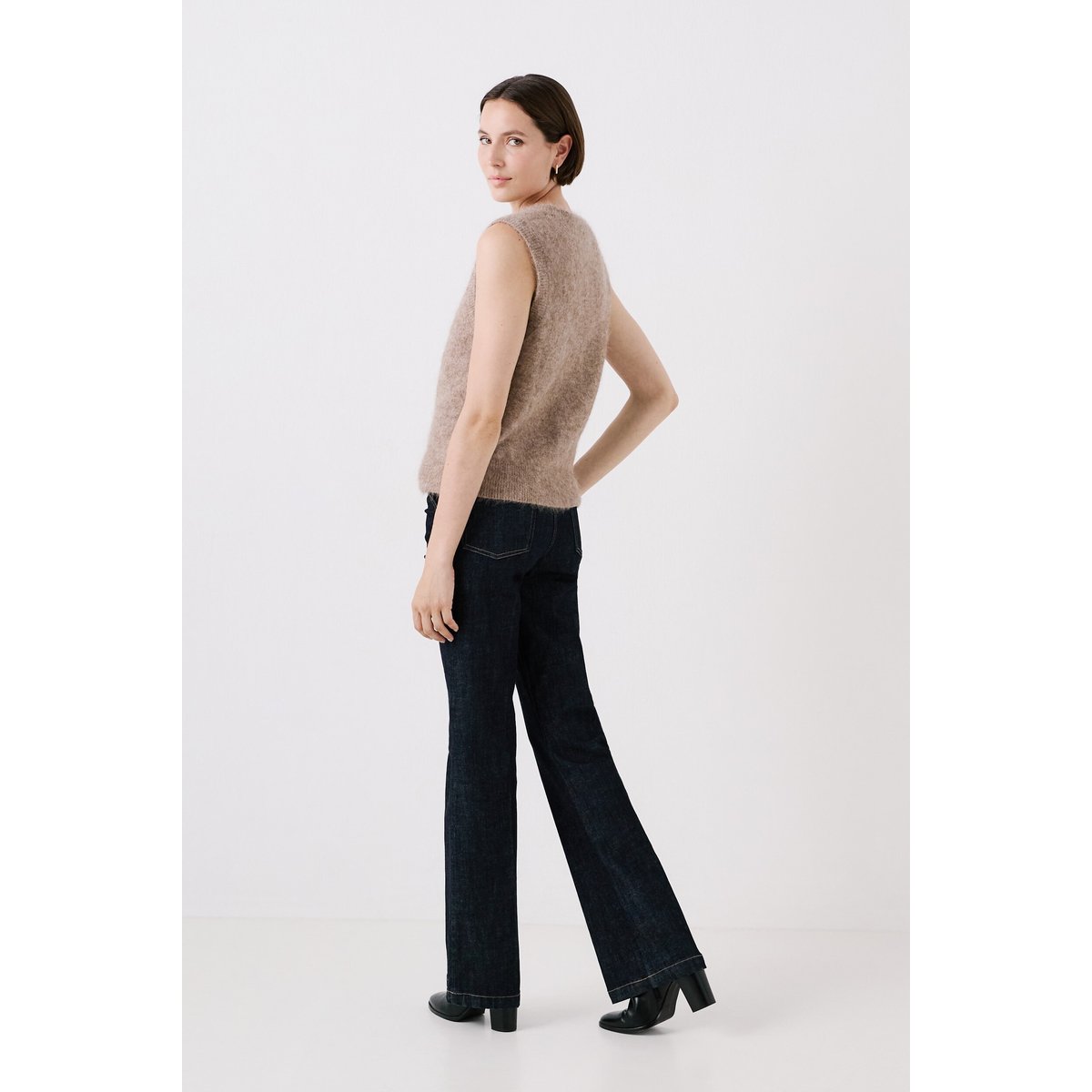 Pull droit col rond DOUGLAS taupe, CAROLL