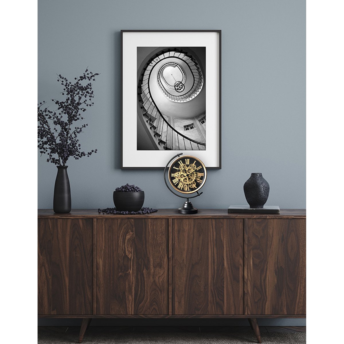Horloge mécanisme sur pied 28x13x39cm noir, EMDE