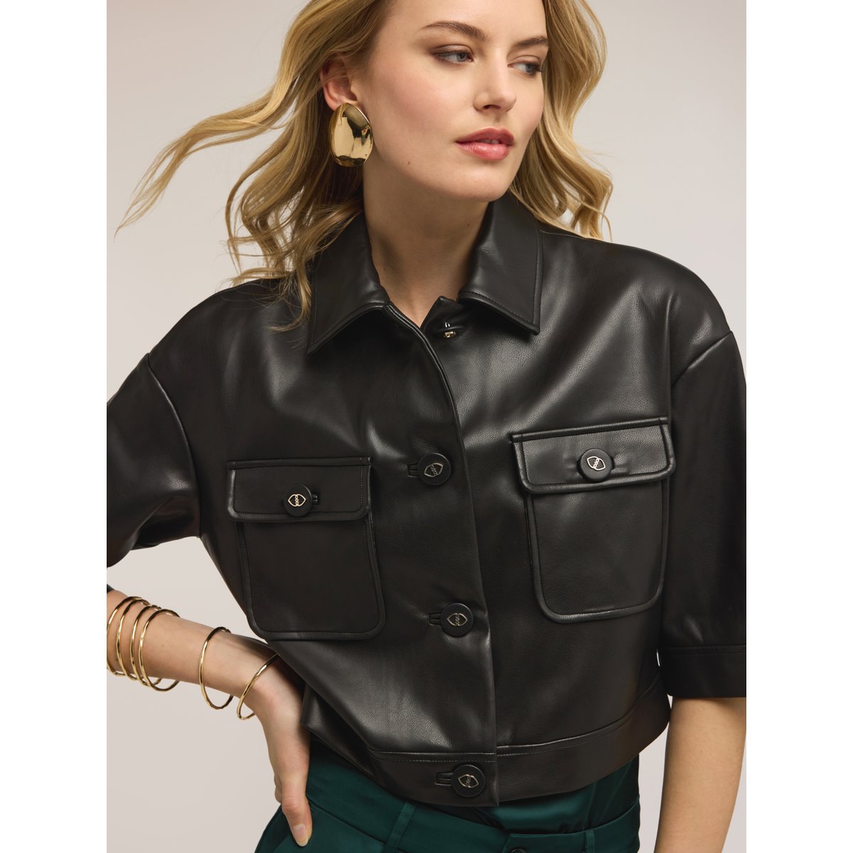 Veste courte à manches courtes noir, MOTIVI