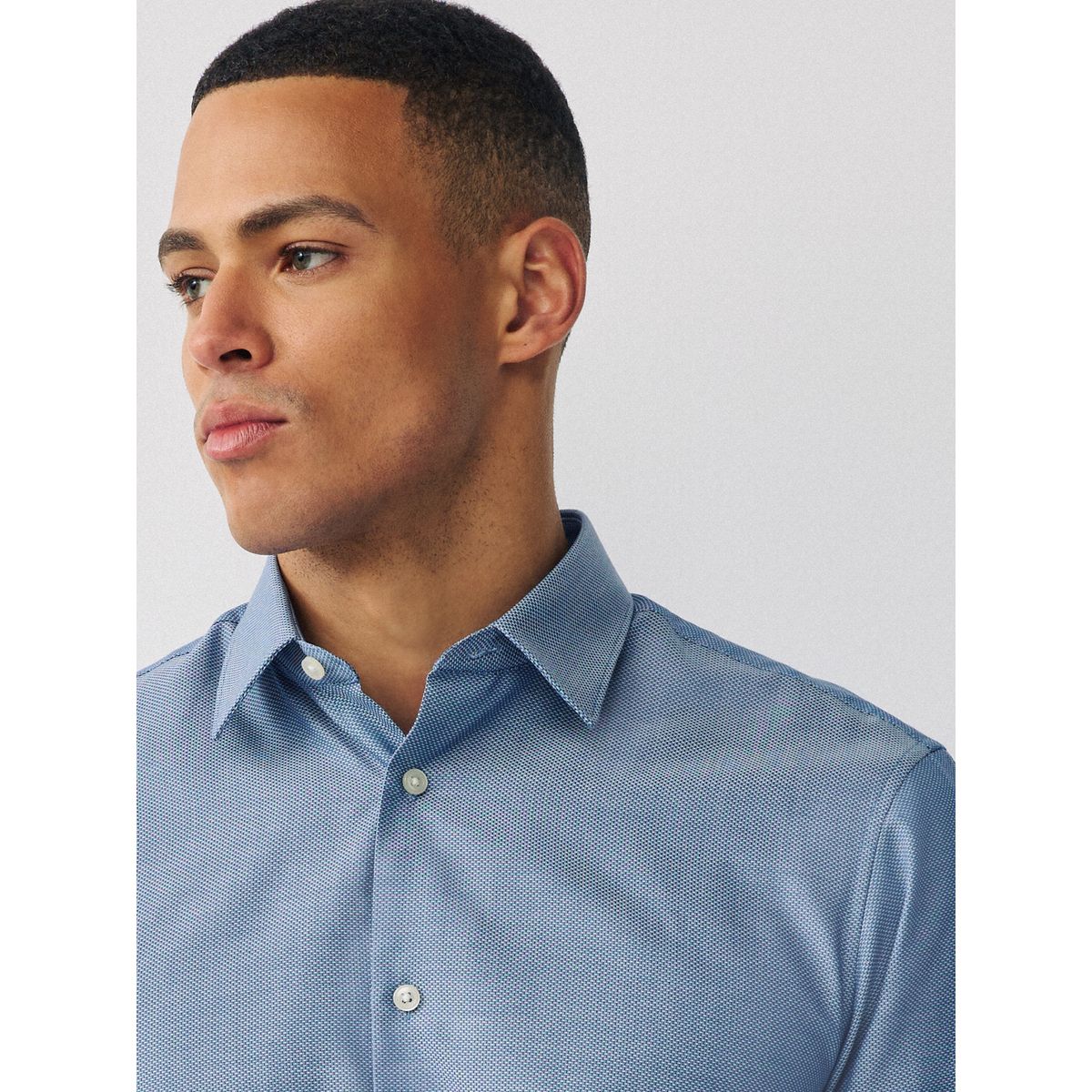 Chemise habillée à poignet simple, lot de 2 texture bleue/rayure bleue, NEXT