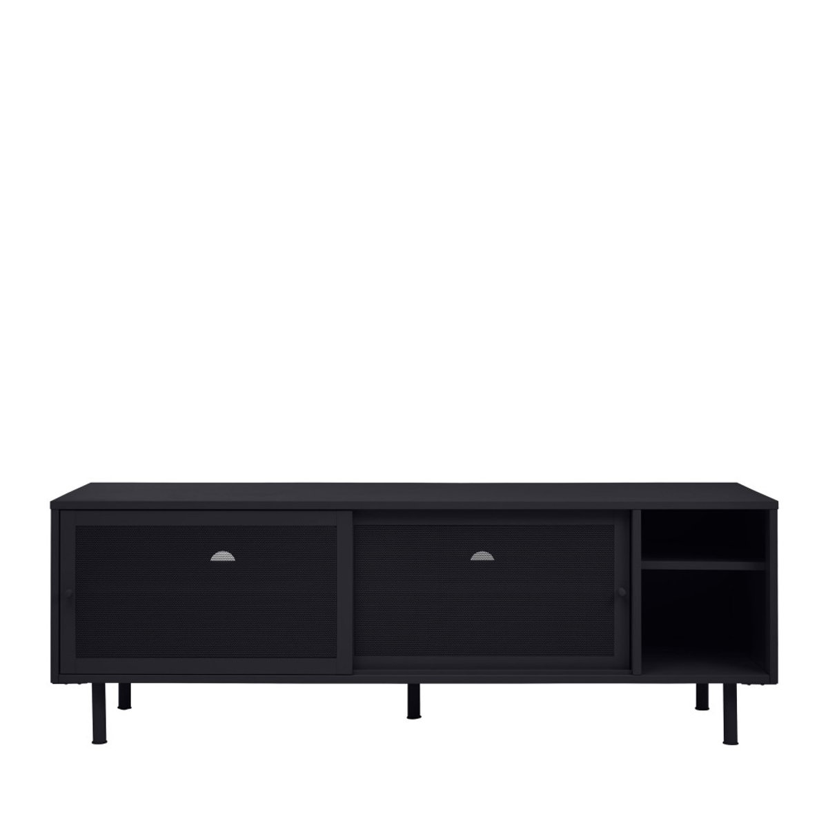 Meuble TV 2 portes, 2 niches en métal L160cm- KISO noir, DRAWER