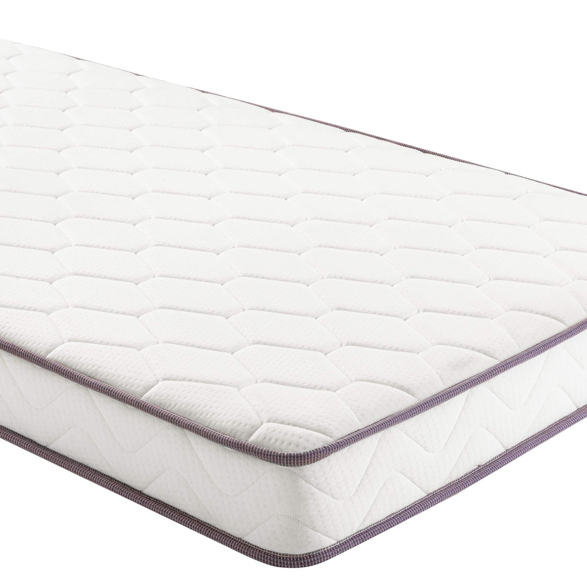 Ensemble matelas mousse POSITIVE LIT, sommier en kit déco et pieds blanc, MERINOS