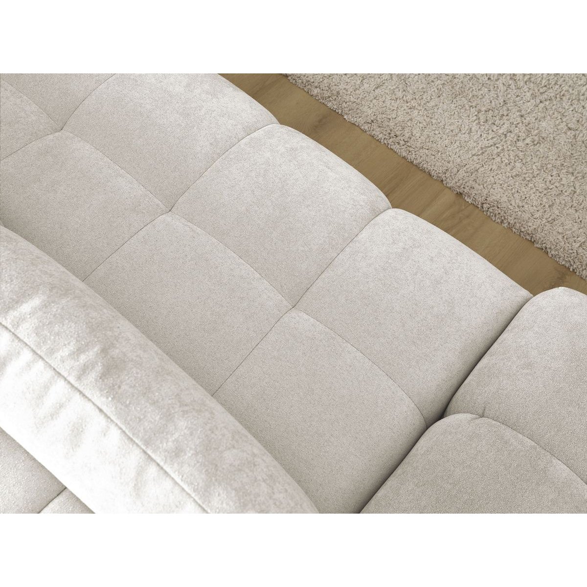 Canapé d'angle convertible 3 places en tissu texturé, EVEREST blanc, BOBOCHIC