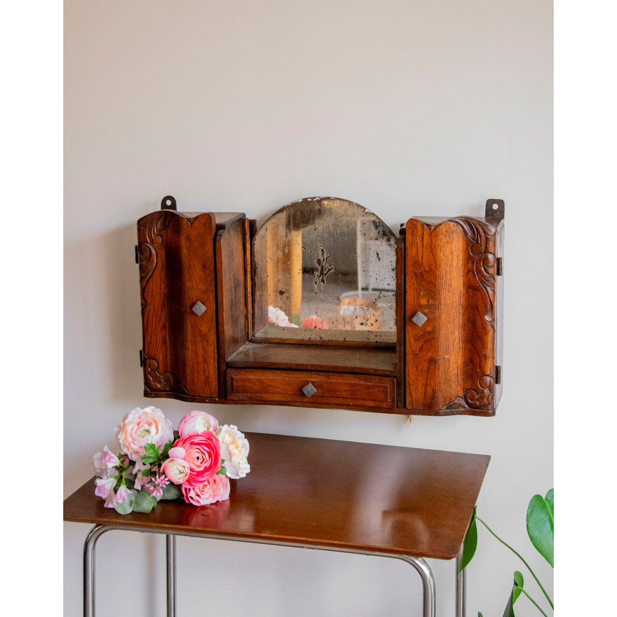 Étagère murale au charme ancien Gaëlle N°1547 - Bon état bois foncé, DEBONGOUT