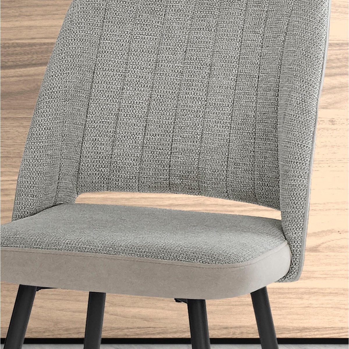 Lot de 2 chaises tissu et métal, VEYRA gris, HISPANOHOGAR