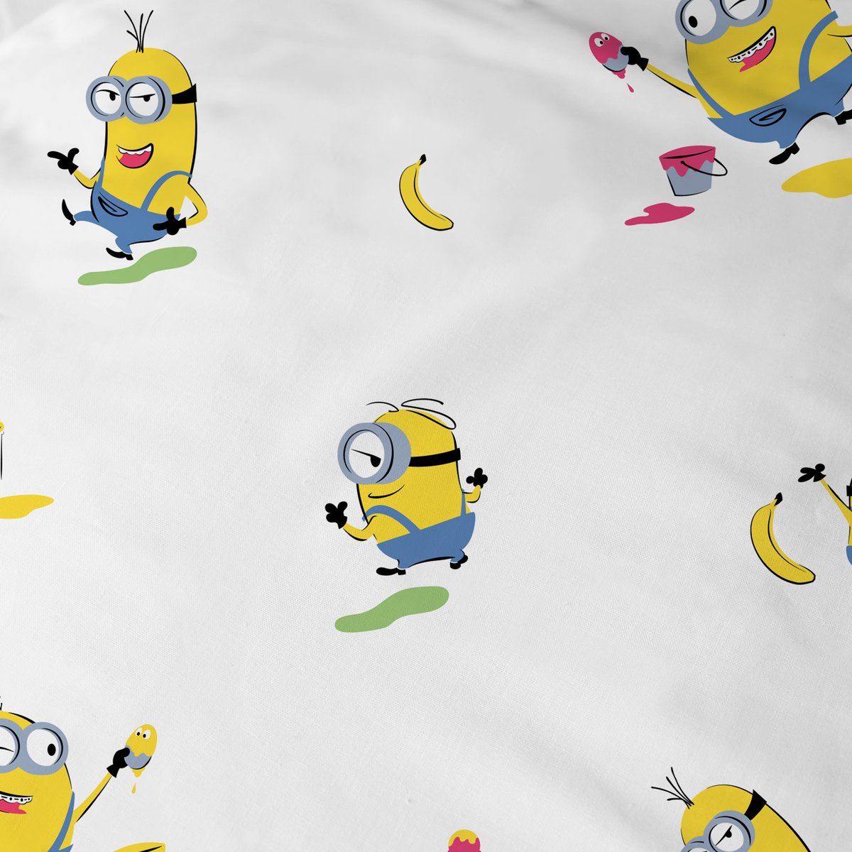 Parure de lit imprimée 100% coton, FÊTE bleu, LES MINIONS