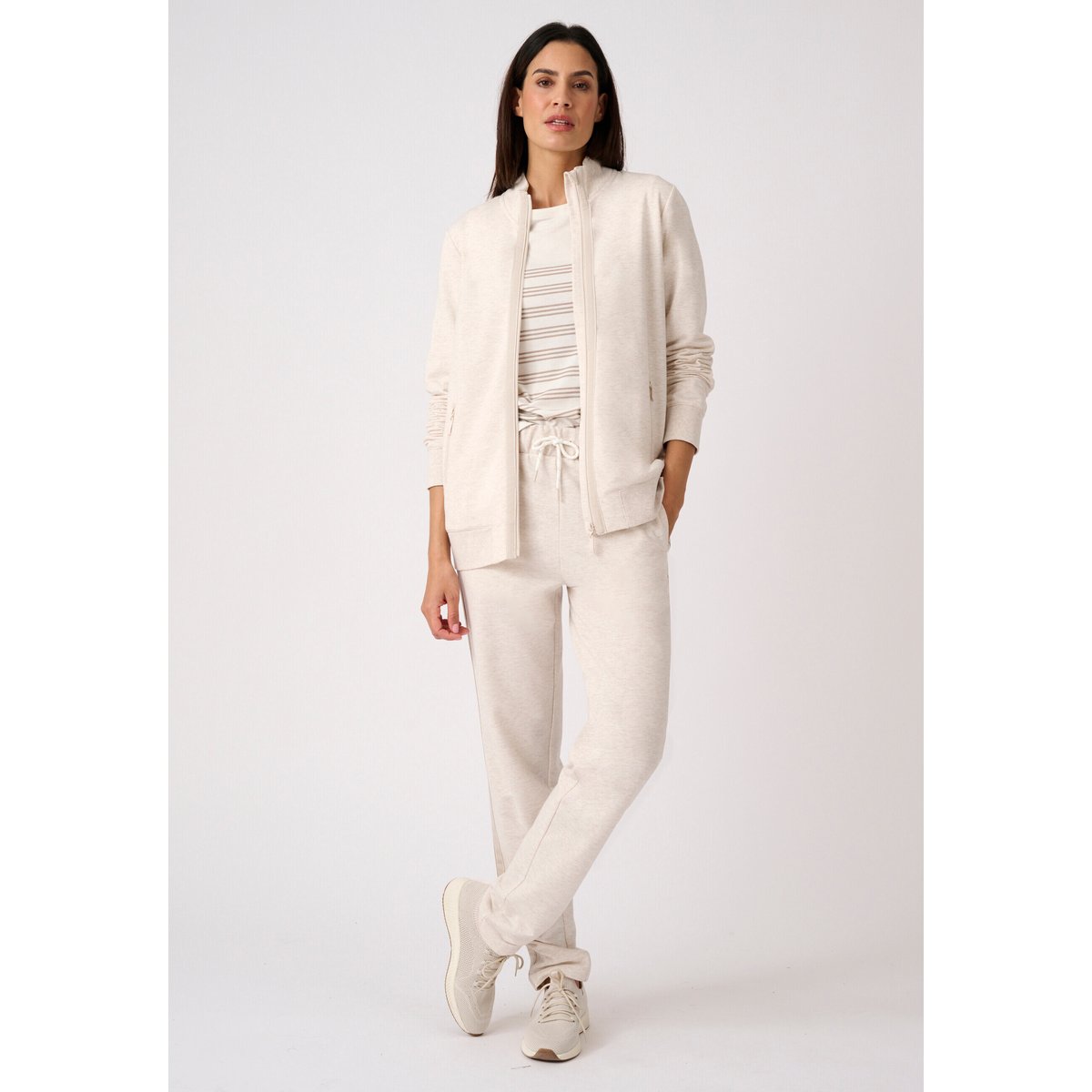 Veste de jogging zippée marron beige chiné, DAMART