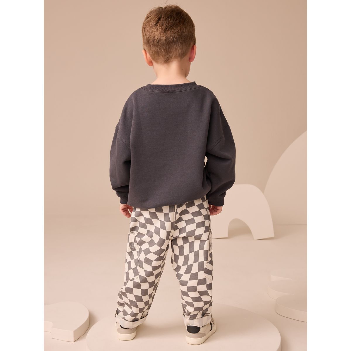 T-shirt manches longues, t-shirt et pantalon damier gris anthracite, NEXT