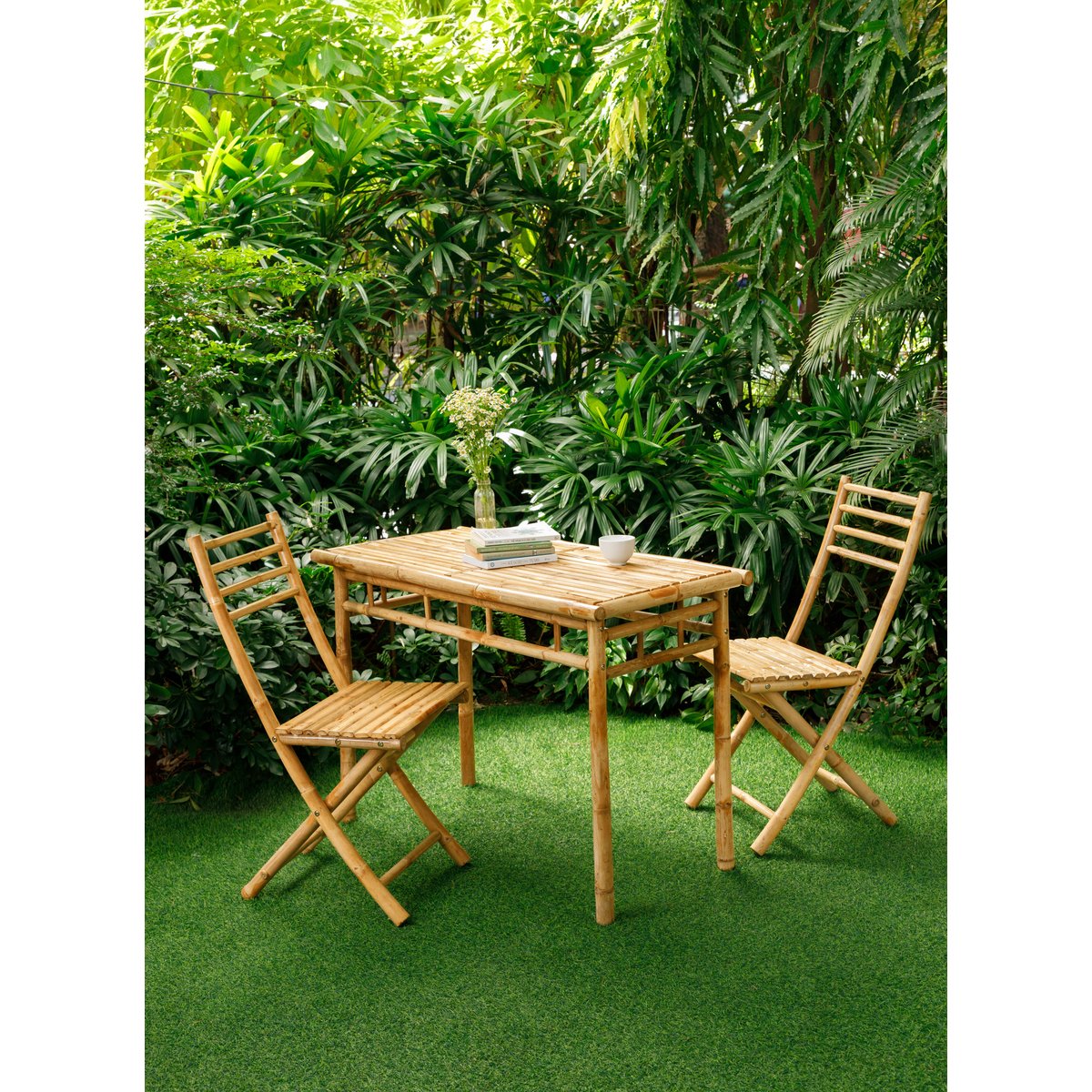 Lot de 2 chaises de jardin en bambou, PALEMPANG bois naturel, NORDLYS