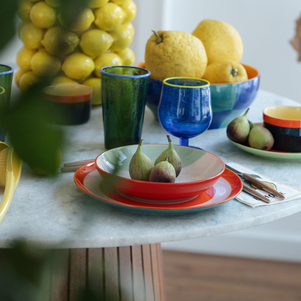 Lot de 4 verres à vin, BUBBLES bleu, KARE DESIGN