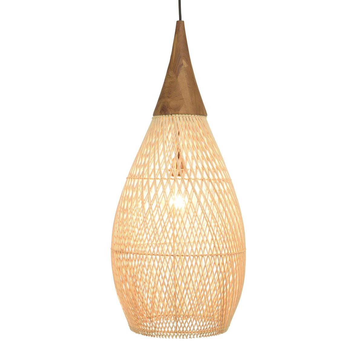Suspension goutte en rotin 35cm FOLELLI ecru, PIER IMPORT