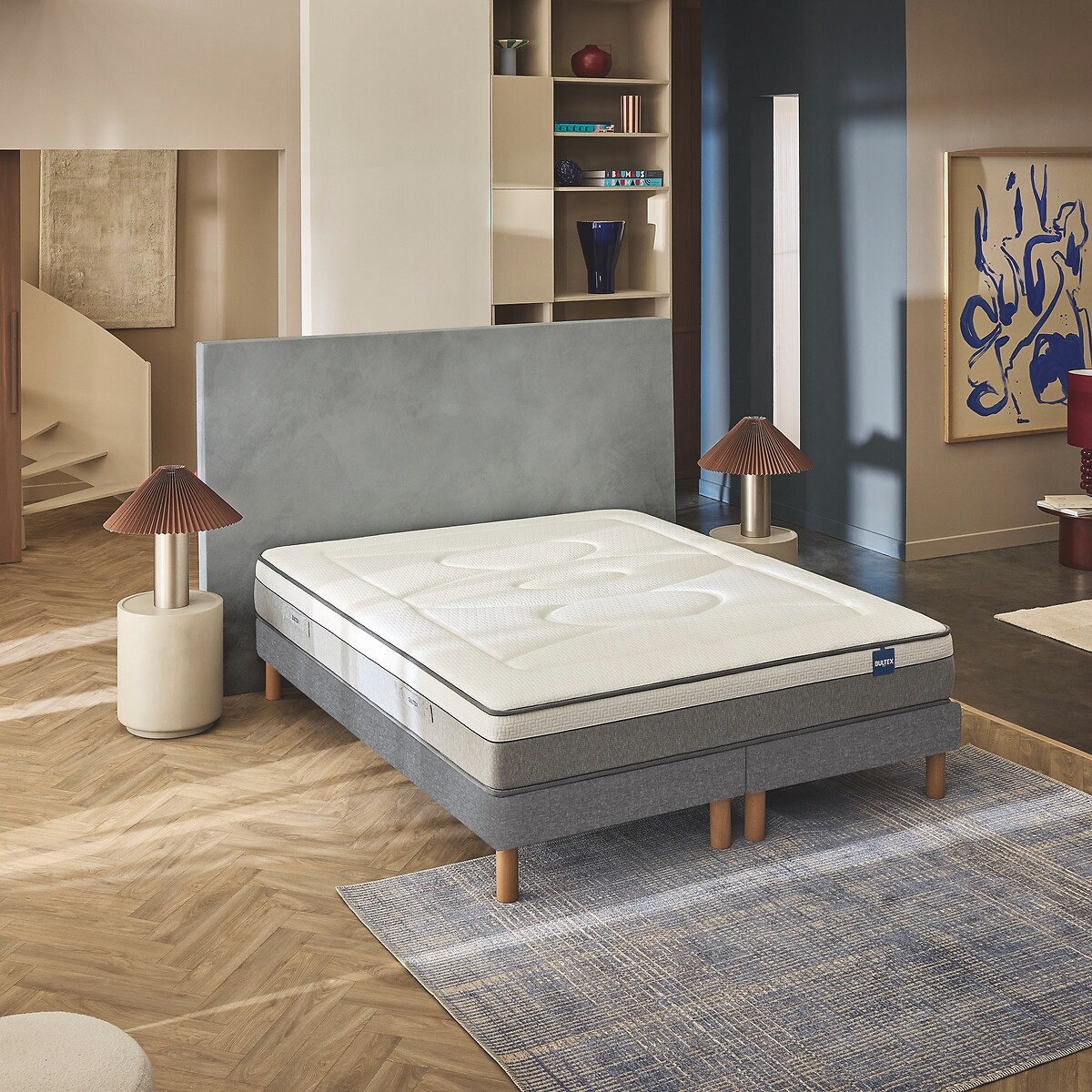 Hybride matras met 580 veren en boxspring, RESTORE lichtgrijs, BULTEX