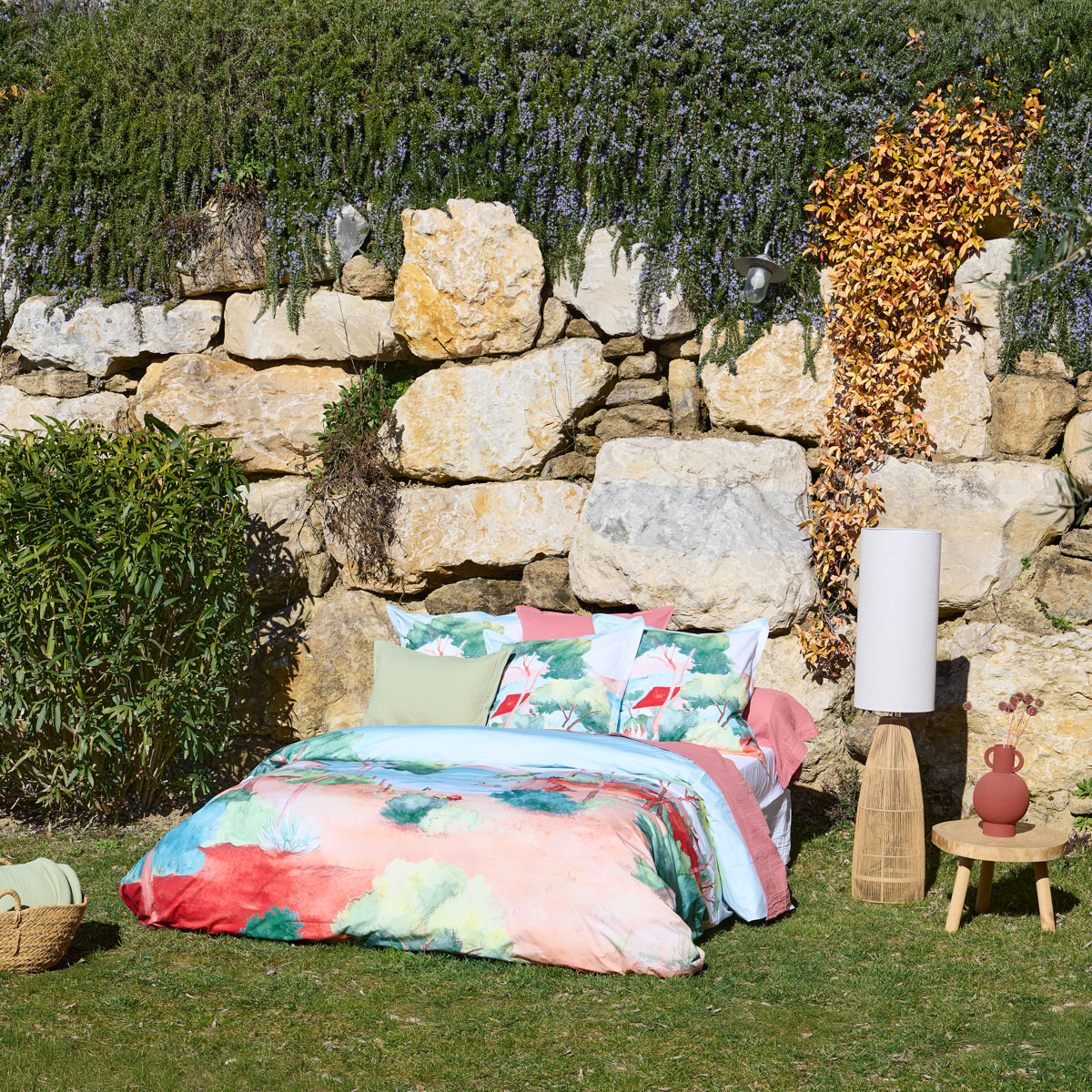 Housse De Couette A L'ombre Des Pins Percale De Coton 120 Fils - A L OMBRE DES PINS pins, TRADITION DES VOSGES
