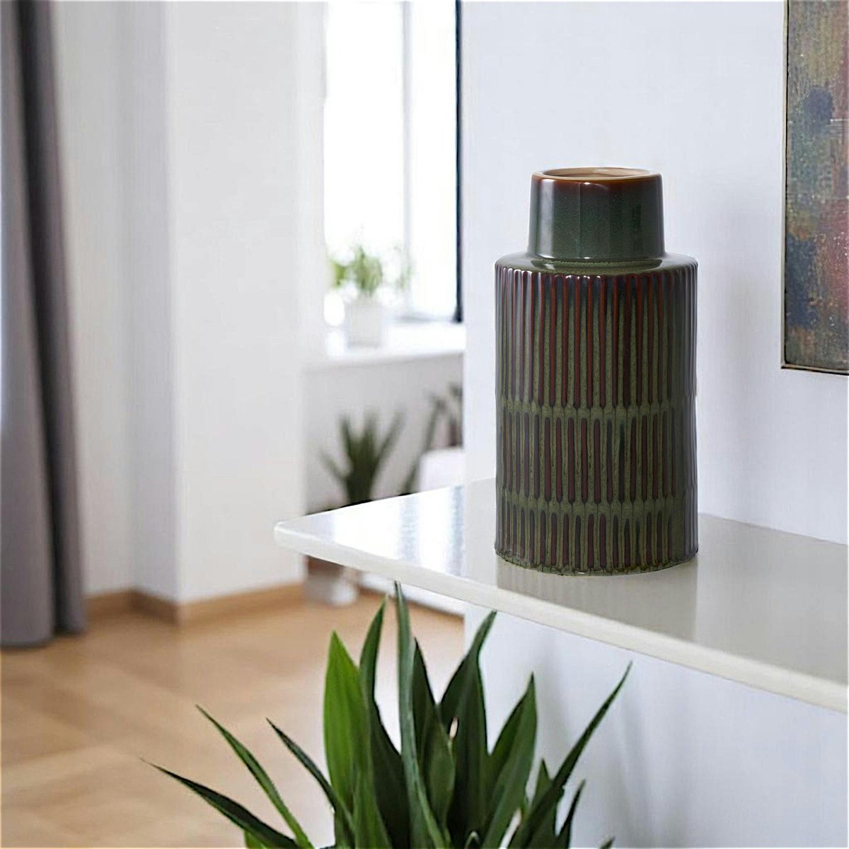 Vase vintage marron et vert vert, PIER IMPORT