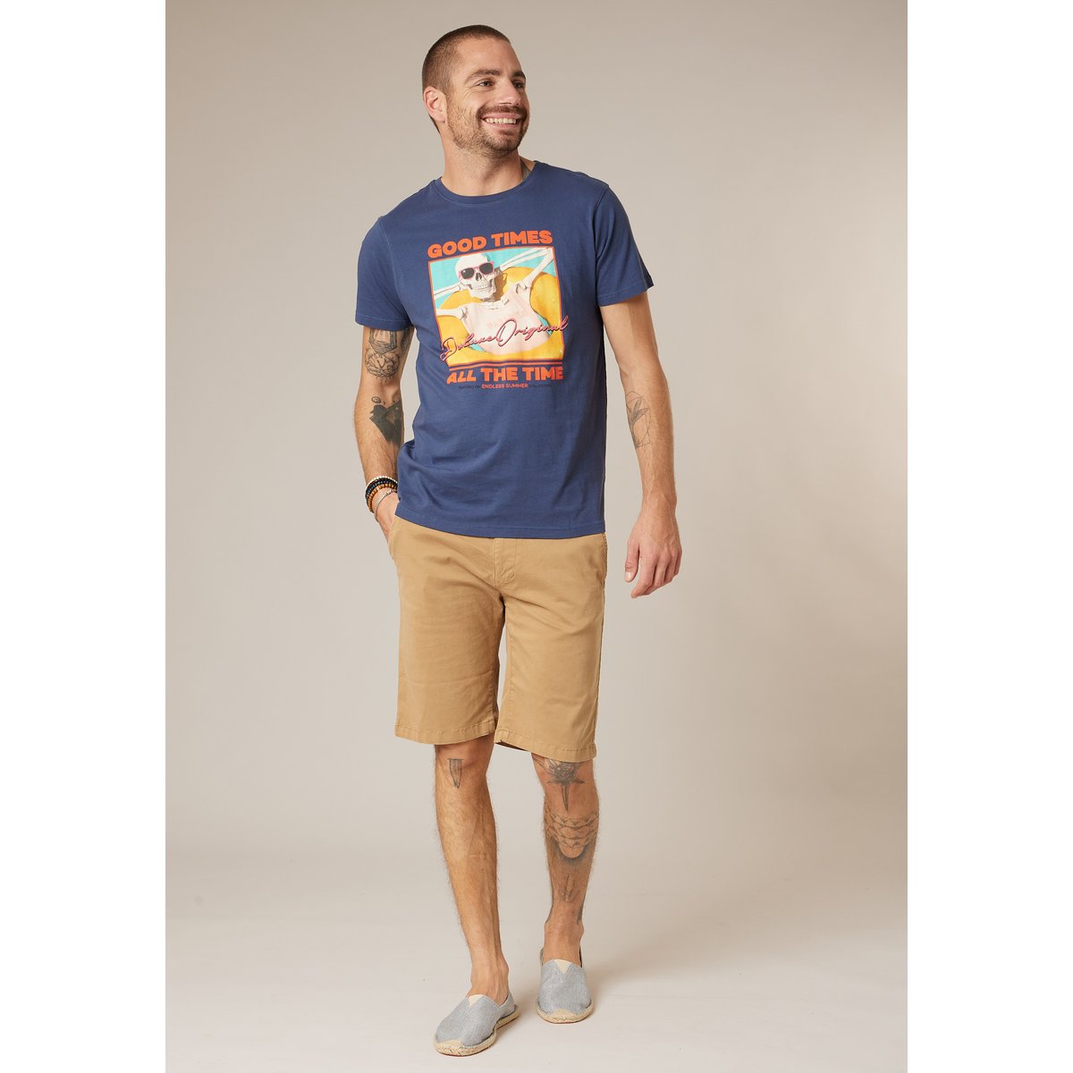 T-shirt homme en coton SWIMTIME indigo, DEELUXE